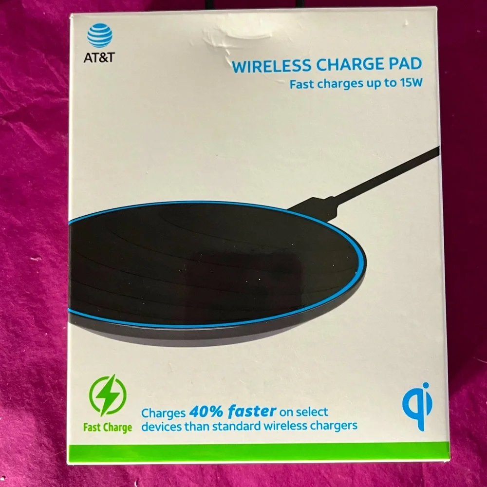 AT&T wireless charge pad. Fast charges up to 15w.